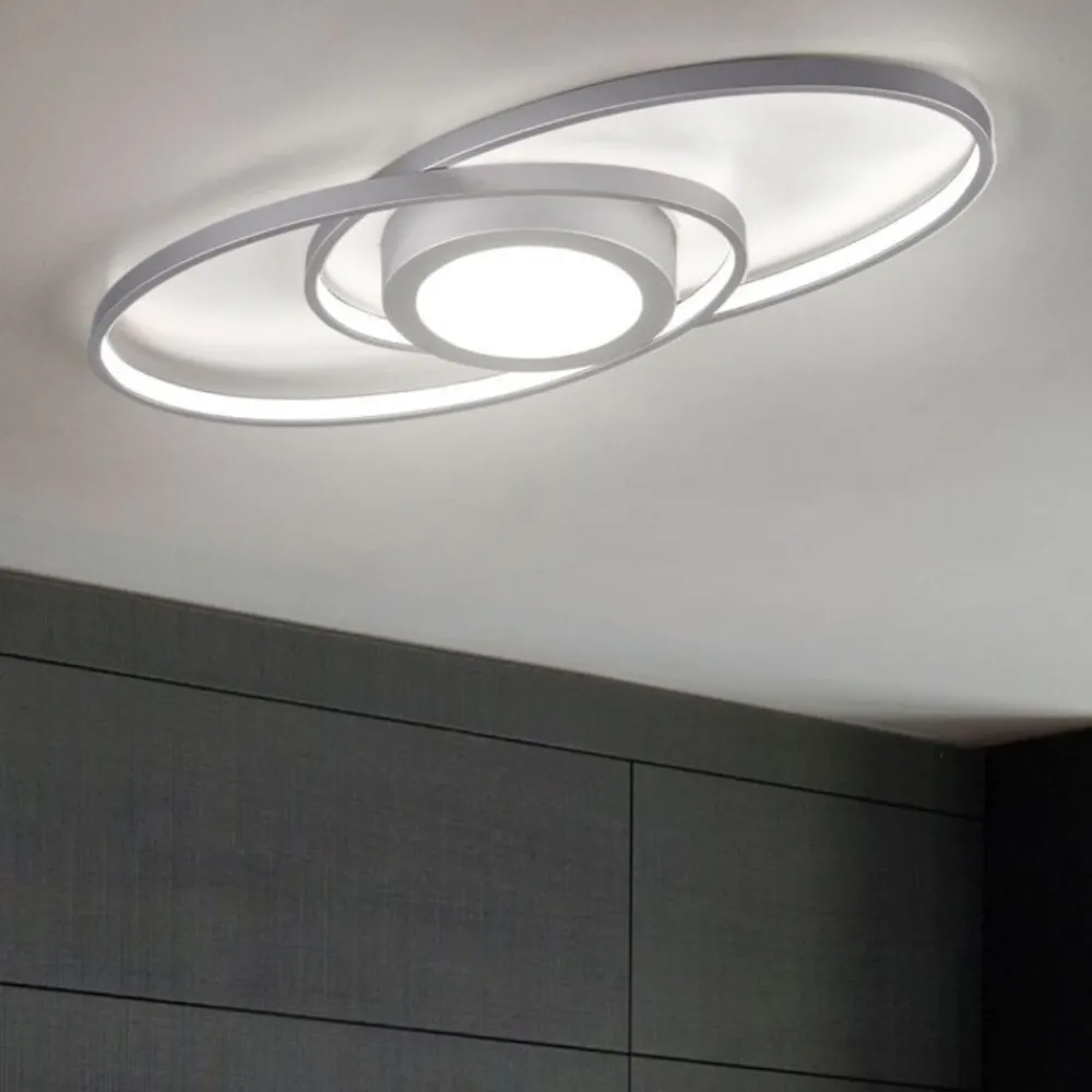 Plafoniere Moderne-Selezionato da Mazzolaluce Plafoniera led 27w 3000k titano dimmerabile ovale moderna