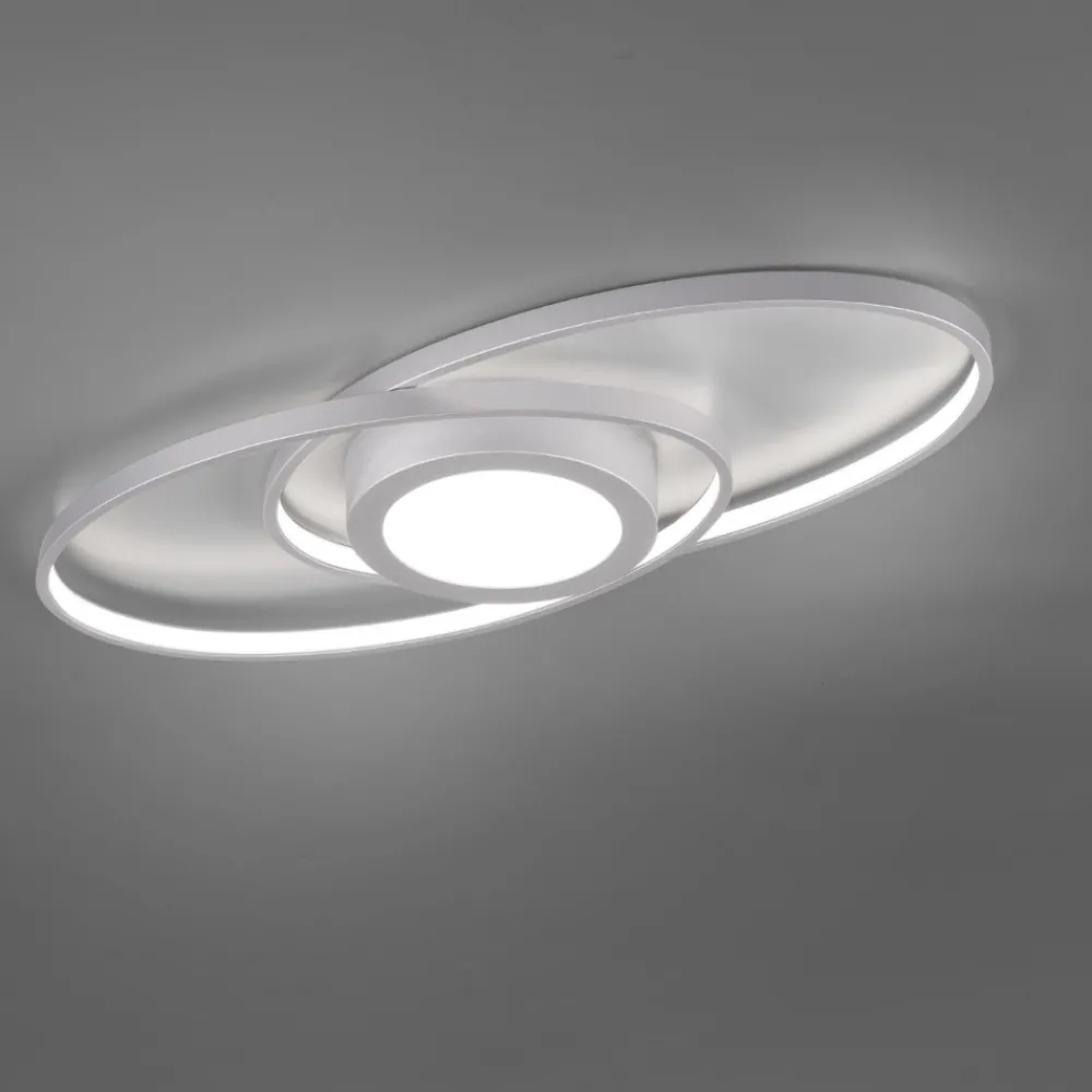 Plafoniere Moderne-Selezionato da Mazzolaluce Plafoniera led 27w 3000k titano dimmerabile ovale moderna