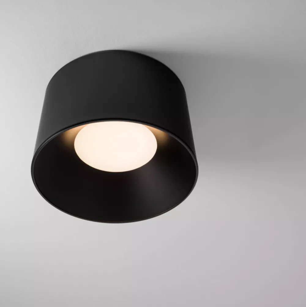 Plafoniere Moderne-Selezionato da Mazzolaluce Plafoniera led 35w nera cono rotonda 50cm moderna
