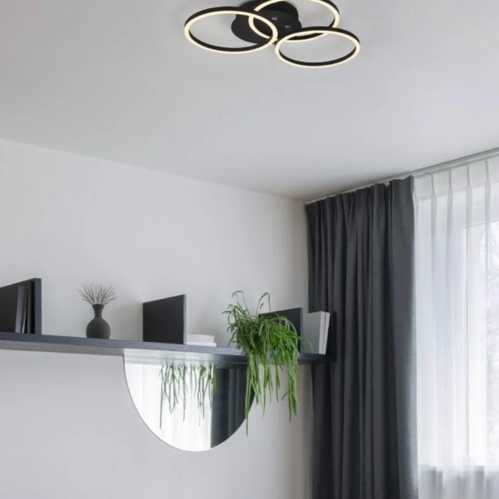 Plafoniere Moderne-Selezionato da Mazzolaluce Plafoniera led 27w nero tricolor dimmerabile con telecomando