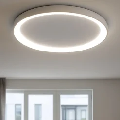 Plafoniere Moderne-Vivida International Plafoniera led 60w ovale vivida lifering-r titanio 3000k 4000k dimmerabile