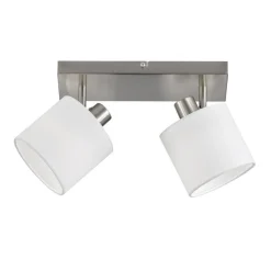 Plafoniere Moderne-Selezionato da Mazzolaluce Plafoniera 2 luci orientabili nichel paralumi tessuto bianco