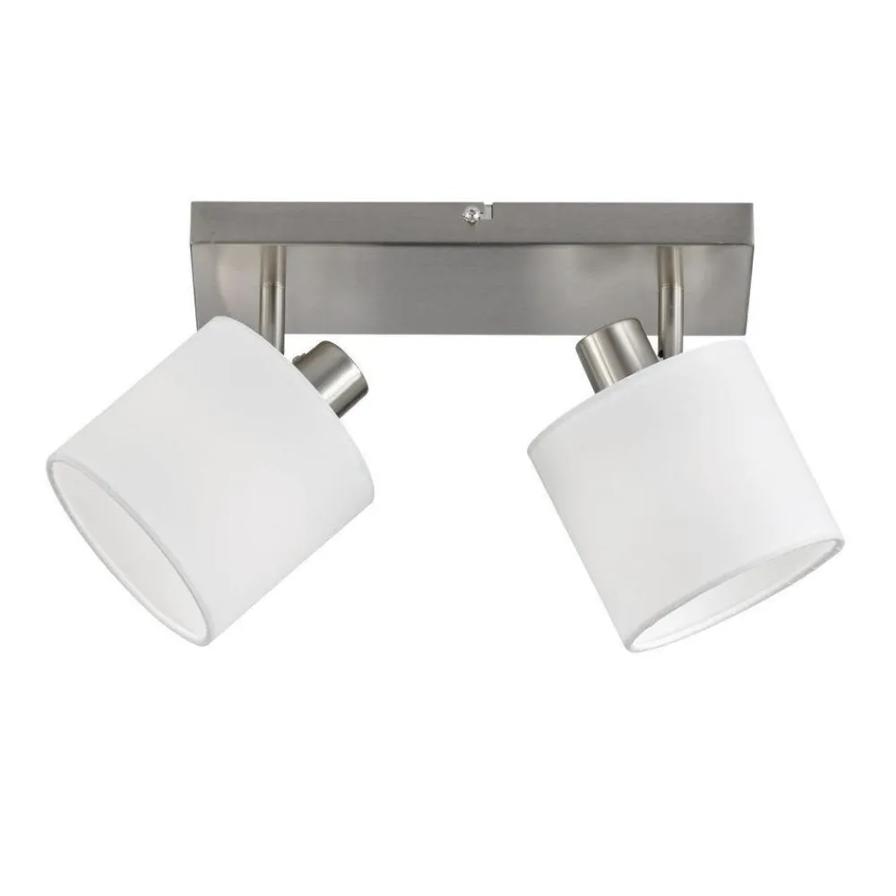 Plafoniere Moderne-Selezionato da Mazzolaluce Plafoniera 2 luci orientabili nichel paralumi tessuto bianco