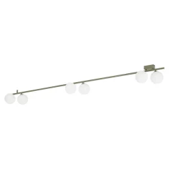 Plafoniere Moderne-Selezionato da Mazzolaluce Plafoniera lunga 200 cm verde oliva con sfere di vetro per soggiorno moderno