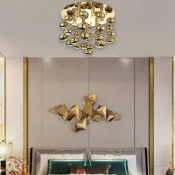 Plafoniere Moderne-Selezionato da Mazzolaluce Plafoniera luxury bolle di vetro oro 50cm per camera da letto elegante