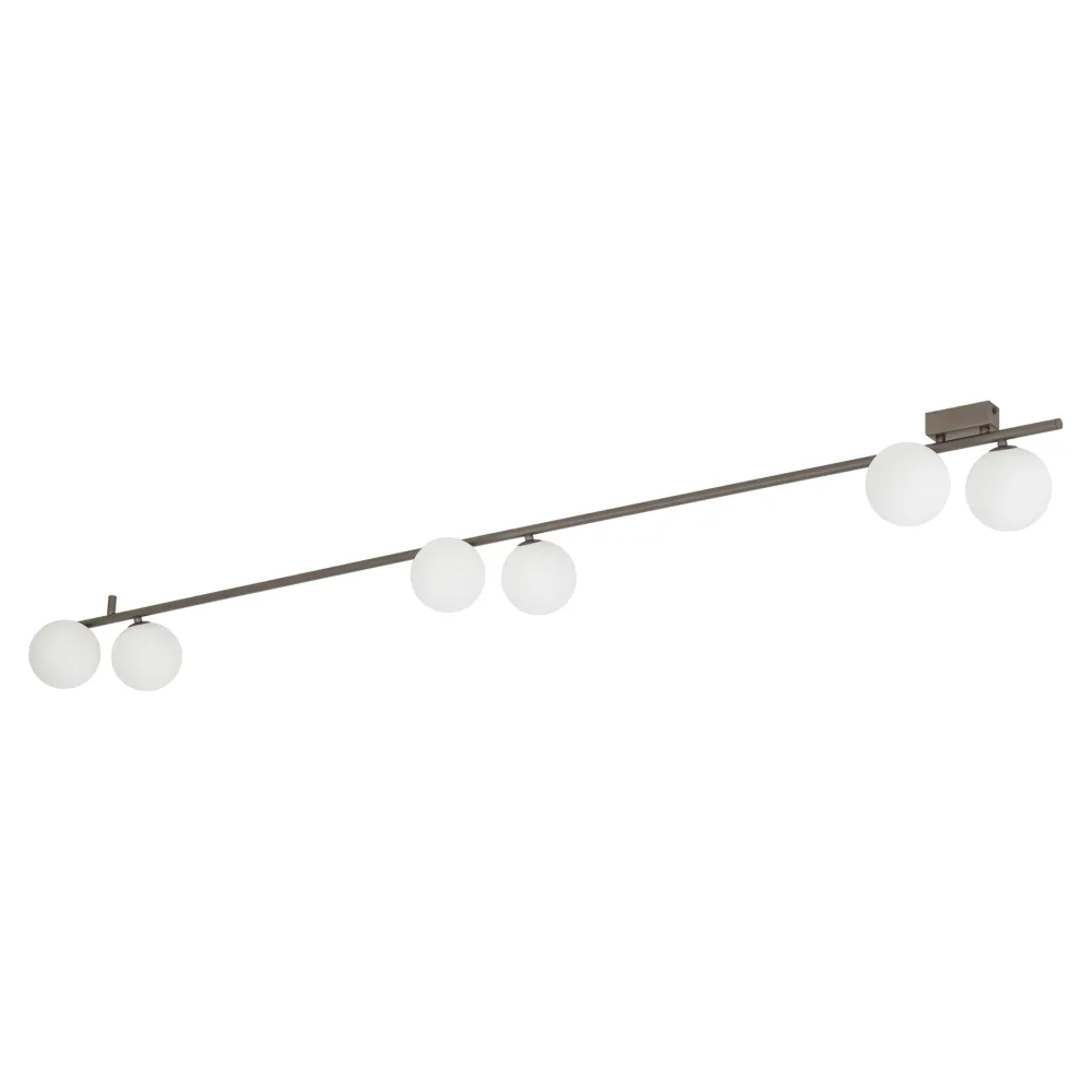 Plafoniere Moderne-Selezionato da Mazzolaluce Plafoniera marrone lunga 200 cm moderna con sfere in vetro per soggiorno