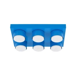 Plafoniere Moderne-Selezionato da Mazzolaluce Plafoniera mattoncini 6 luci blu rettangolare moderna per cameretta