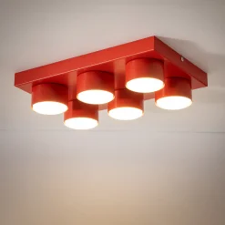 Plafoniere Moderne-Selezionato da Mazzolaluce Plafoniera mattoncini 6 luci rossa per cameretta moderna