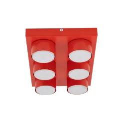 Plafoniere Moderne-Selezionato da Mazzolaluce Plafoniera mattoncini 6 luci rossa per cameretta moderna