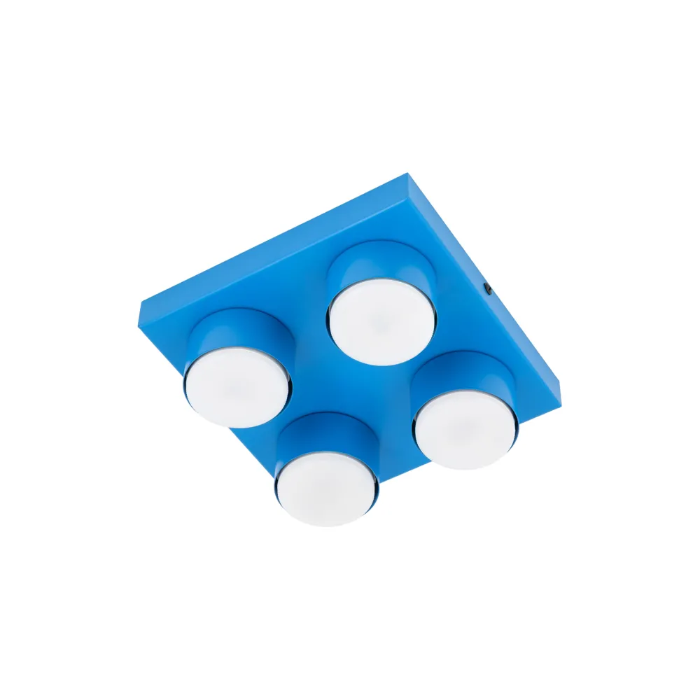Plafoniere Moderne-Selezionato da Mazzolaluce Plafoniera mattoncino blu 4 luci per cameretta
