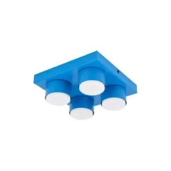Plafoniere Moderne-Selezionato da Mazzolaluce Plafoniera mattoncino blu 4 luci per cameretta