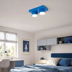 Plafoniere Moderne-Selezionato da Mazzolaluce Plafoniera mattoncino blu 2 luci per cameretta moderna