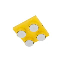 Plafoniere Moderne-Selezionato da Mazzolaluce Plafoniera mattoncino 4 luci gialla per cameretta