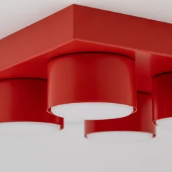 Plafoniere Moderne-Selezionato da Mazzolaluce Plafoniera mattoncino 4 luci rossa per cameretta bambini