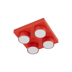 Plafoniere Moderne-Selezionato da Mazzolaluce Plafoniera mattoncino 4 luci rossa per cameretta bambini