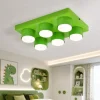 Plafoniere Moderne-Selezionato da Mazzolaluce Plafoniera mattoncino verde 6 luci per cameretta bambino moderna
