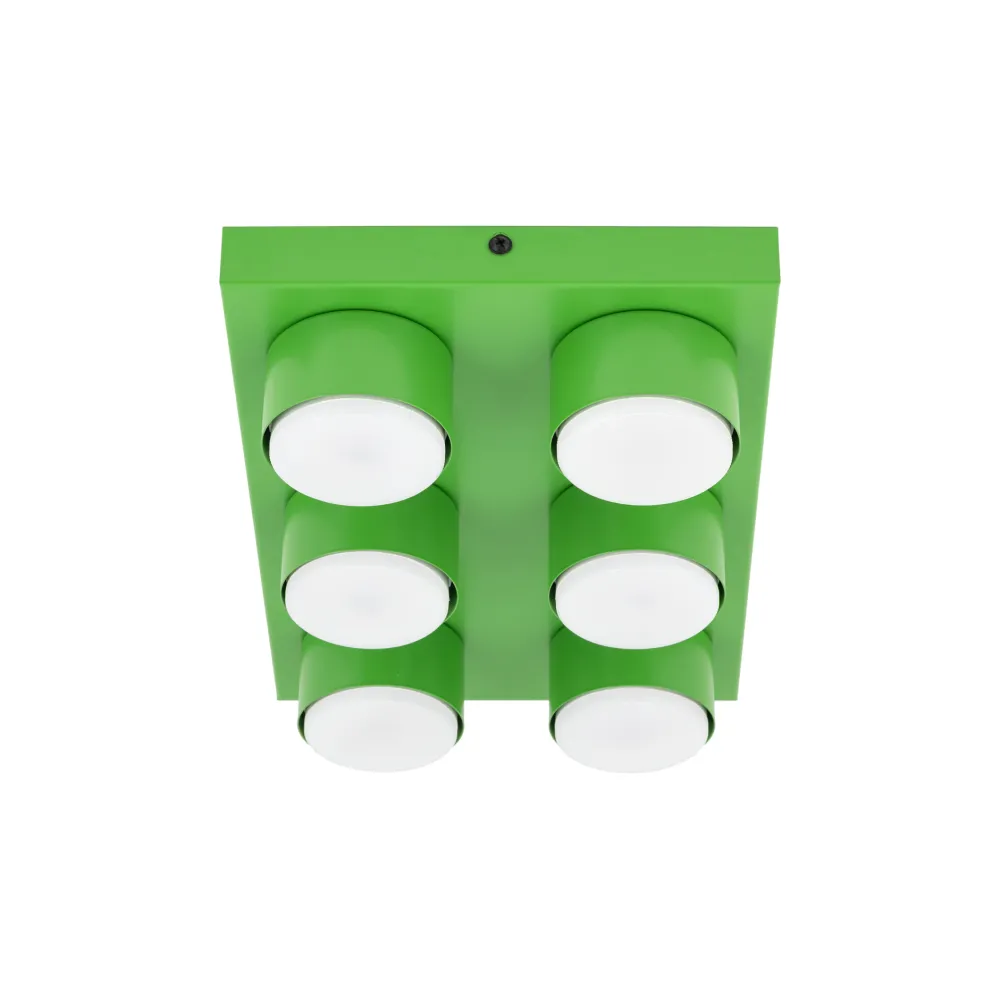 Plafoniere Moderne-Selezionato da Mazzolaluce Plafoniera mattoncino verde 6 luci per cameretta bambino moderna