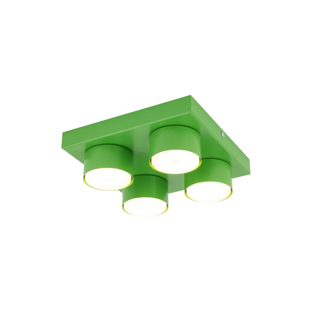 Plafoniere Moderne-Selezionato da Mazzolaluce Plafoniera mattoncino verde 4 luci per cameretta