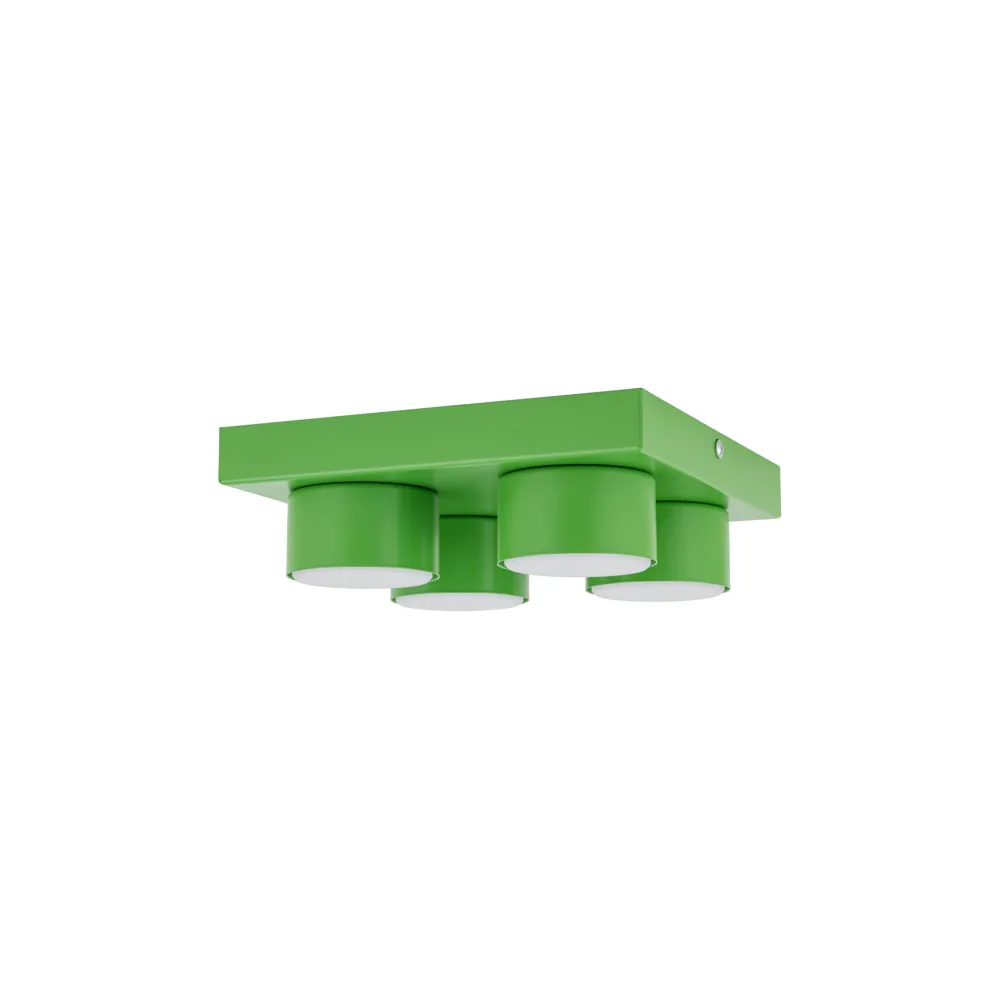 Plafoniere Moderne-Selezionato da Mazzolaluce Plafoniera mattoncino verde 4 luci per cameretta