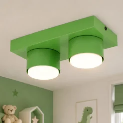 Plafoniere Moderne-Selezionato da Mazzolaluce Plafoniera mattoncino verde 2 luci per cameretta