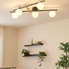 Plafoniere Moderne-Miloox Plafoniera kika nera e oro design moderno 5 sfere vetro bianco