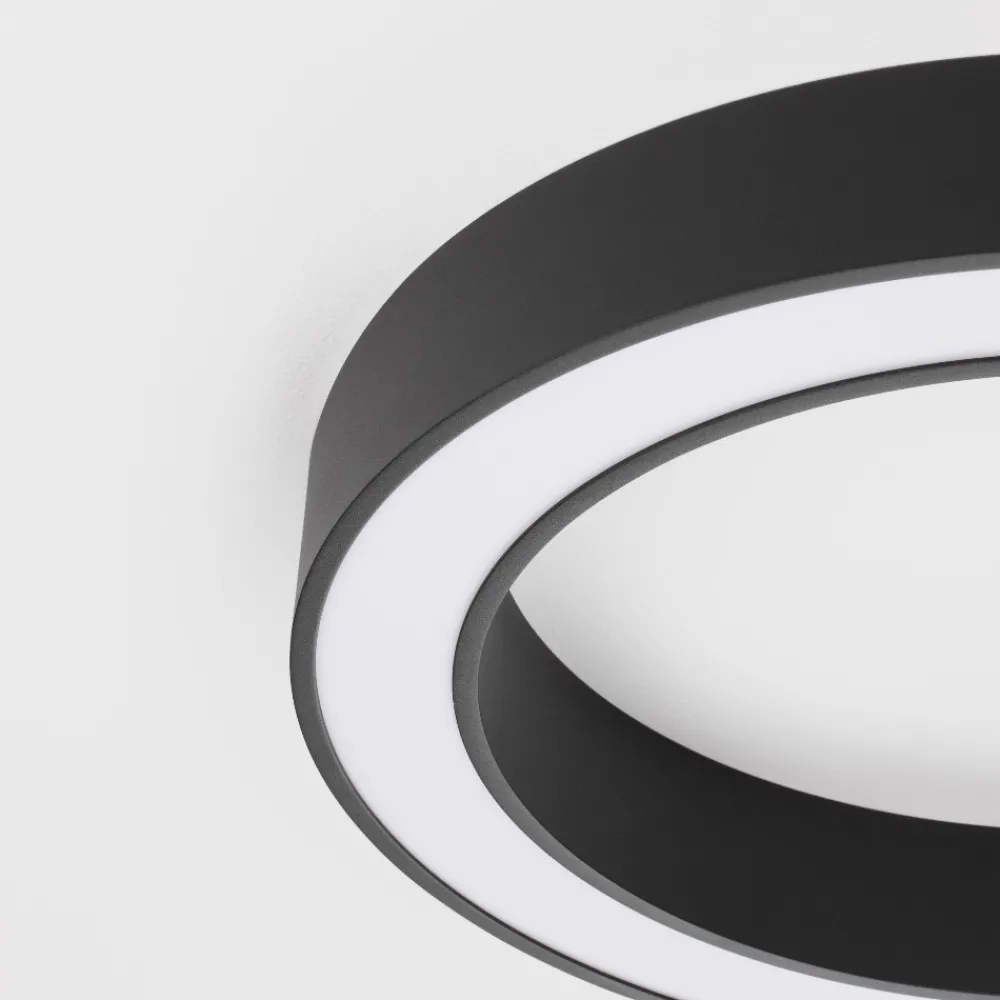 Plafoniere Moderne-Selezionato da Mazzolaluce Plafoniera moderna anello nero 60 cm led 48w cct 2700k a 4000k dimmerabile con telecomando app