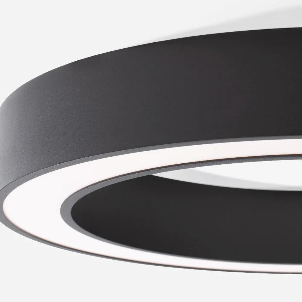 Plafoniere Moderne-Selezionato da Mazzolaluce Plafoniera moderna anello nero 60 cm led 48w cct 2700k a 4000k dimmerabile con telecomando app
