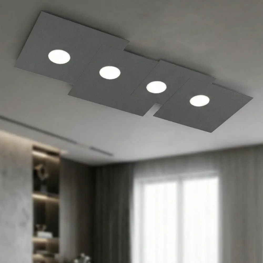 Plafoniere Moderne-Top Light Plafoniera moderna antracite plate per soggiorno
