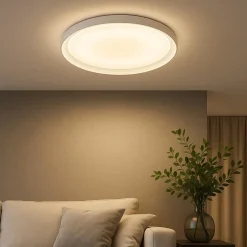Plafoniere Moderne-Top Light Plafoniera moderna bianca biemissione luce led 37w cct rotondo plana