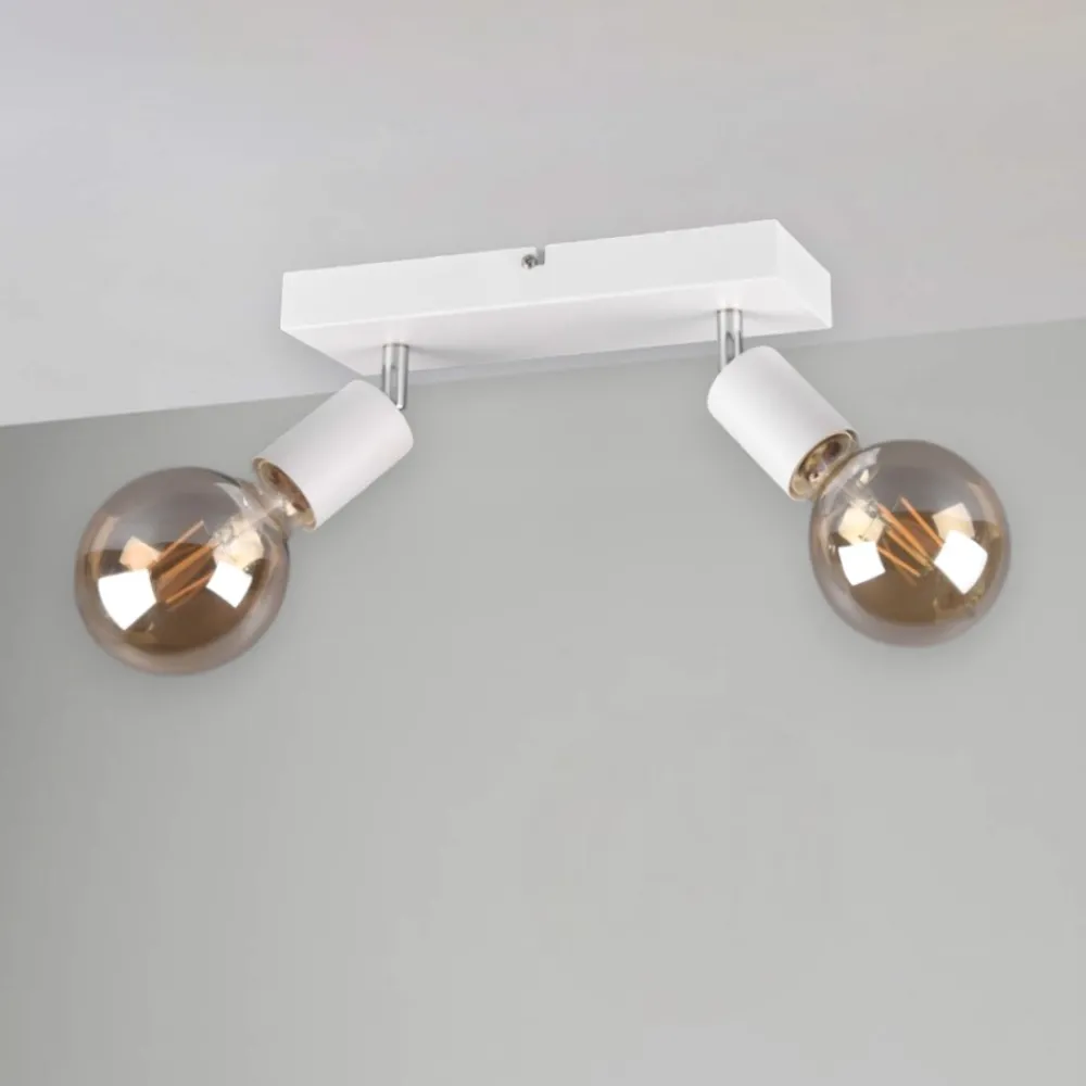 Plafoniere Moderne-Selezionato da Mazzolaluce Plafoniera moderna bianca con 2 faretti per soggiorno