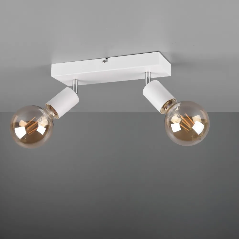 Plafoniere Moderne-Selezionato da Mazzolaluce Plafoniera moderna bianca con 2 faretti per soggiorno