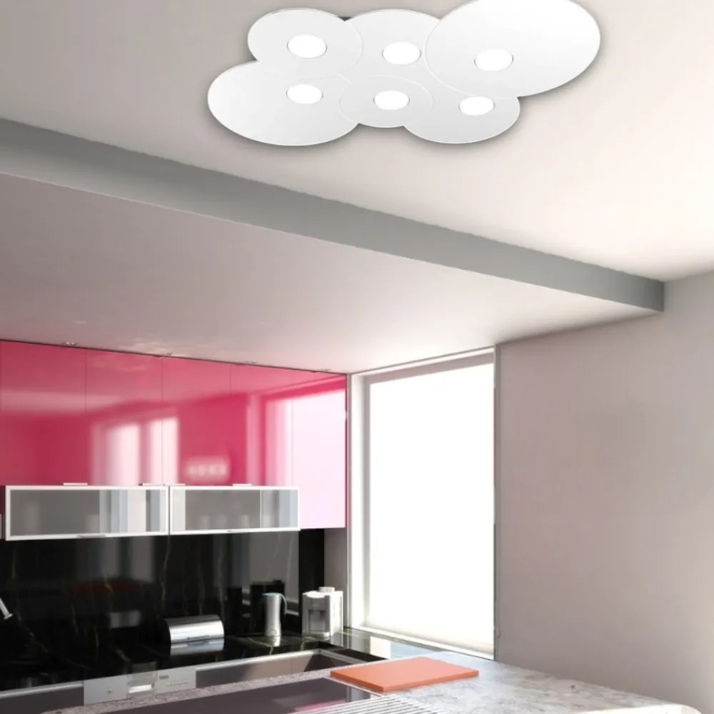 Plafoniere Moderne-Top Light Plafoniera moderna bianca da cucina tonda cloud toplight
