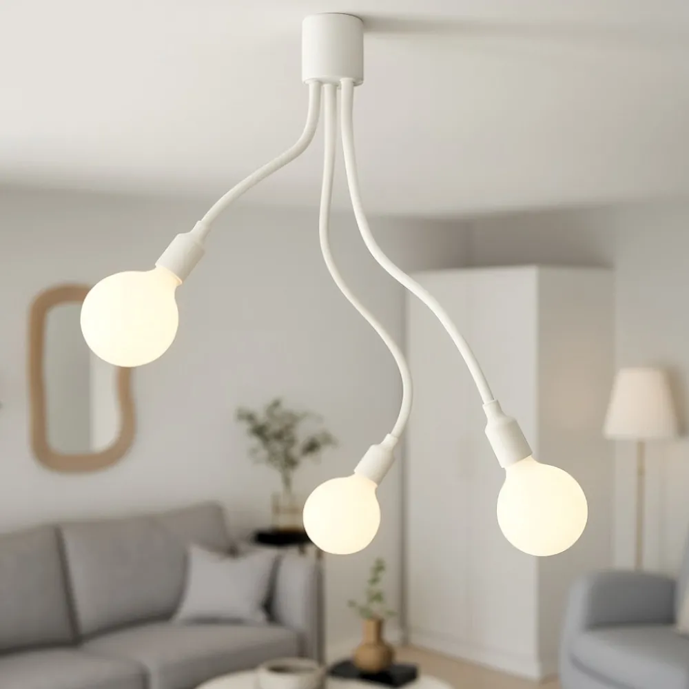 Plafoniere Moderne-Sforzin Illuminazione Plafoniera moderna bianca 3 luci orientabili bulbo perenz