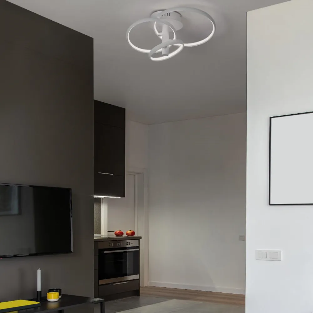 Plafoniere Moderne-Selezionato da Mazzolaluce Plafoniera moderna bianca orientabile led 3000k dimmerabile