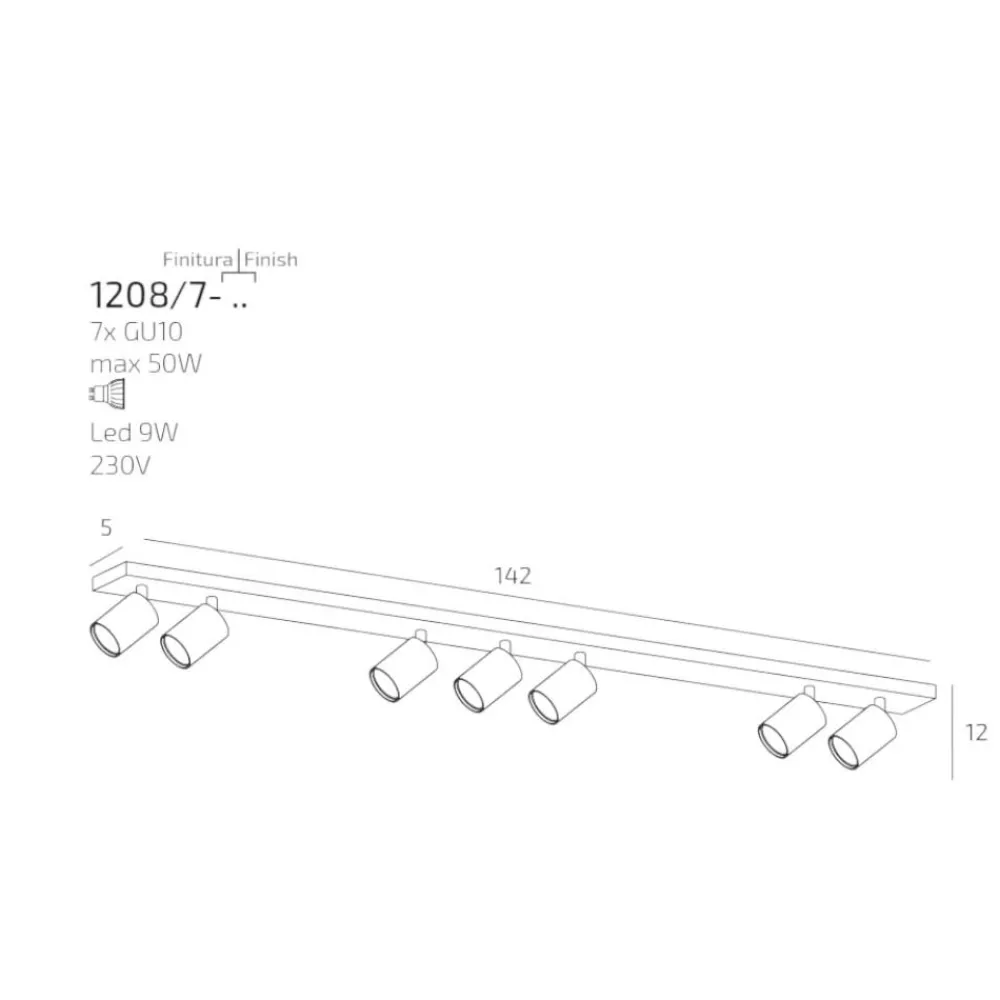 Plafoniere Moderne-Top Light Plafoniera moderna bianco 7 luci orientabili toplight