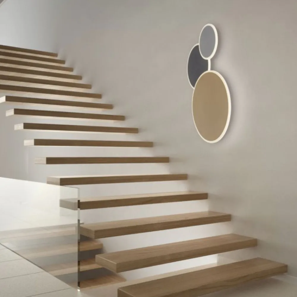 Plafoniere Moderne-Selezionato da Mazzolaluce Plafoniera moderna cerchi grigio oro nero led con telecomando app