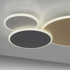 Plafoniere Moderne-Selezionato da Mazzolaluce Plafoniera moderna cerchi grigio oro nero led con telecomando app