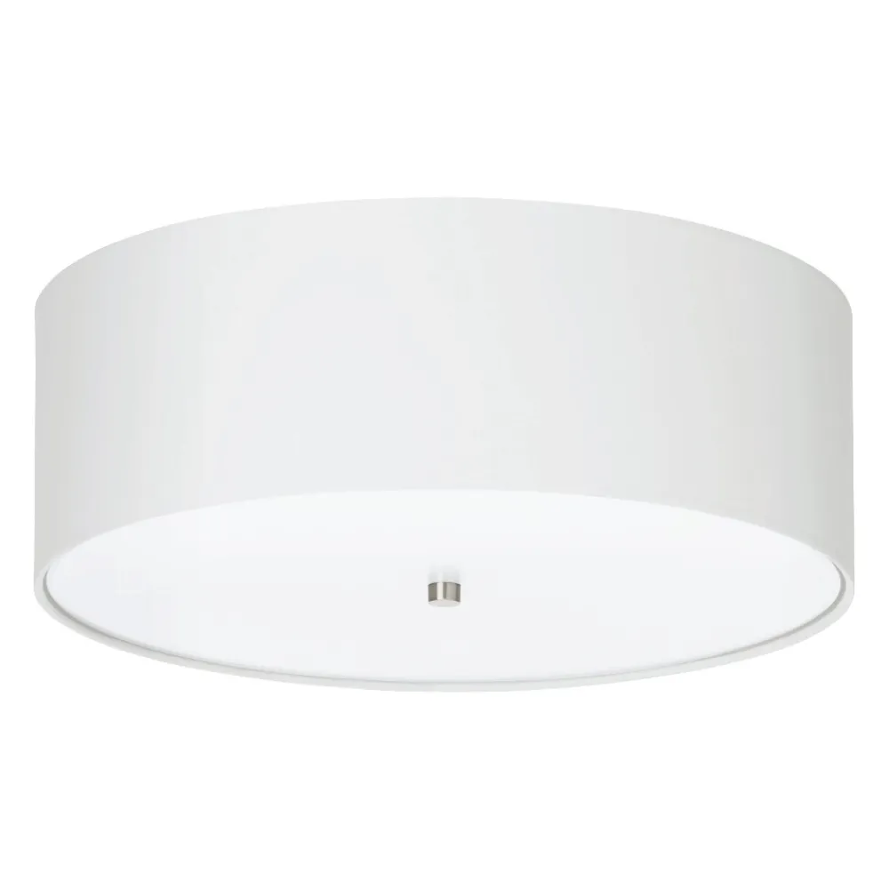 Plafoniere Moderne-Eglo Plafoniera moderna cilindro in tessuto bianco 47 cm pastera