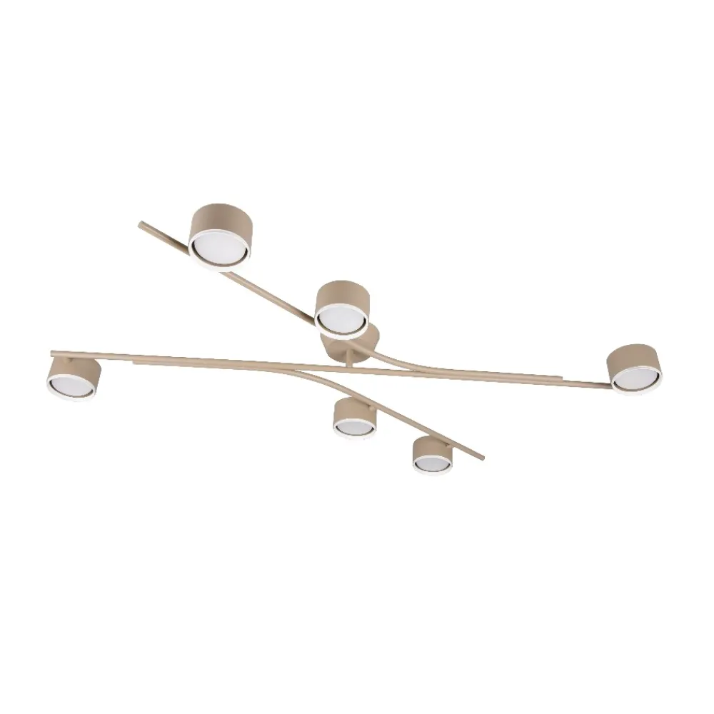 Plafoniere Moderne-Selezionato da Mazzolaluce Plafoniera moderna colore beige 6 luci orientabili per soggiorno
