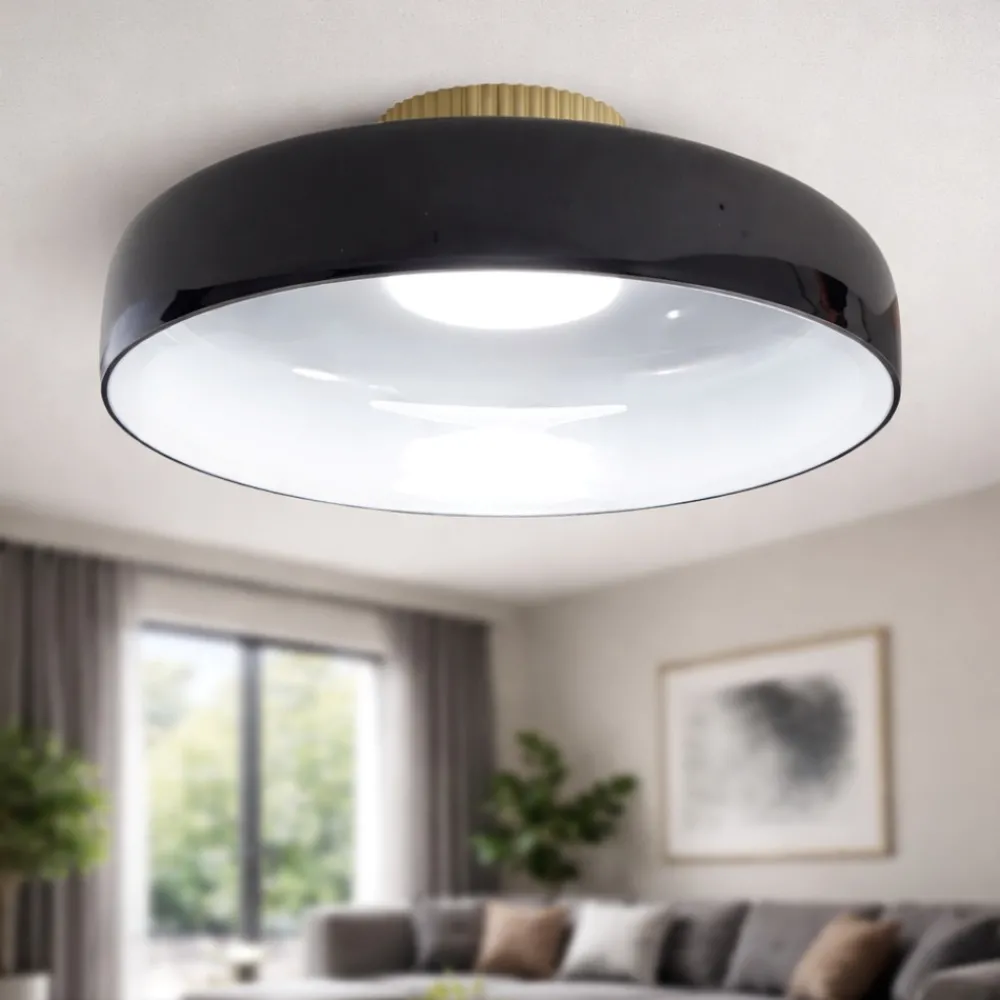 Plafoniere Moderne-Fabas Luce Plafoniera moderna cupola di vetro nero lunar
