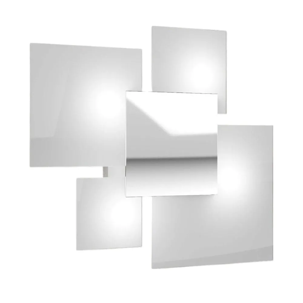 Plafoniere Moderne-Top Light Plafoniera moderna da cucina 46cm vetri bianchi cromo toplight shadow