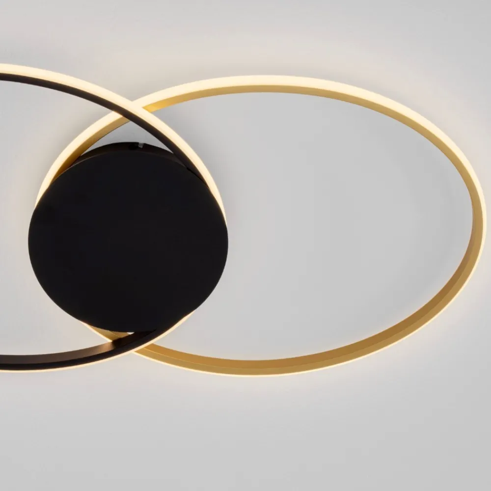 Plafoniere Moderne-Selezionato da Mazzolaluce Plafoniera moderna da salotto led 3200k colore nero e oro