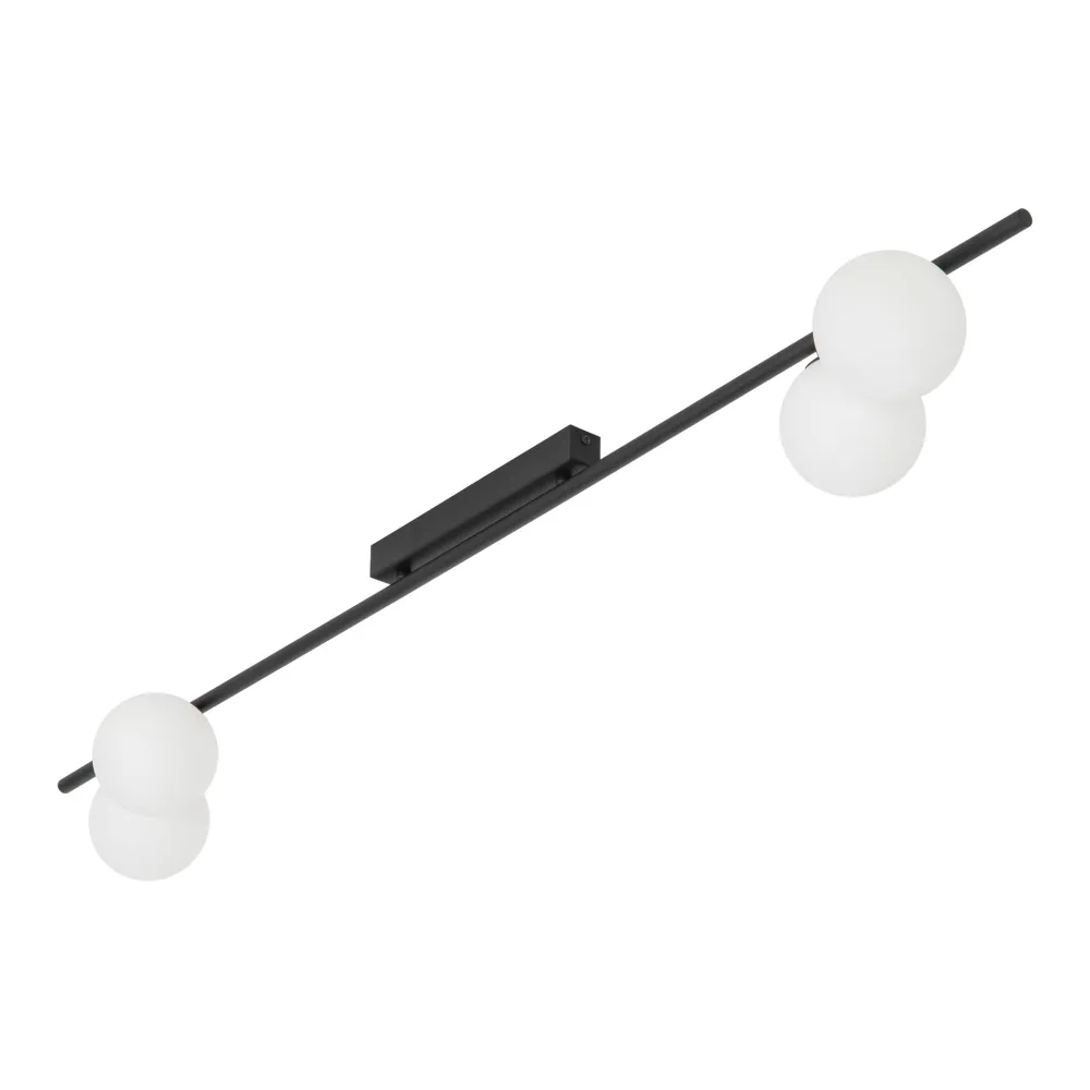 Plafoniere Moderne-Selezionato da Mazzolaluce Plafoniera moderna da soffitto barra 141 cm nera con sfere di vetro per soggiorno