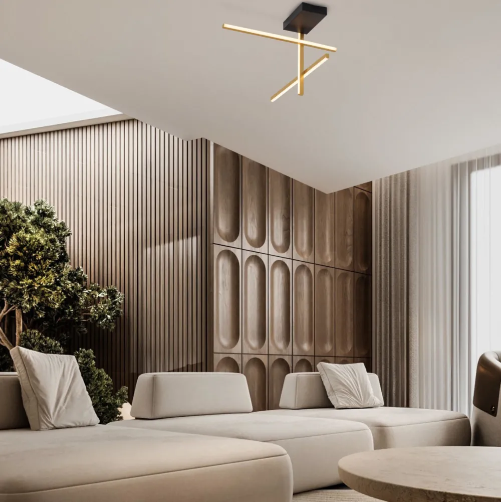 Plafoniere Moderne-Selezionato da Mazzolaluce Plafoniera moderna design nero oro led 26w 3200k