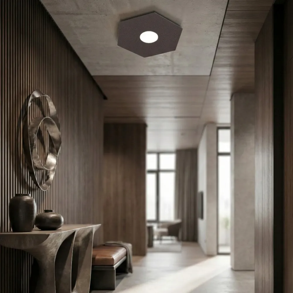 Plafoniere Moderne-Top Light Plafoniera moderna esagonale marrone hexagon