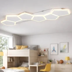 Plafoniere Moderne-Selezionato da Mazzolaluce Plafoniera moderna esagoni bianca led dimmerabile con telecomando