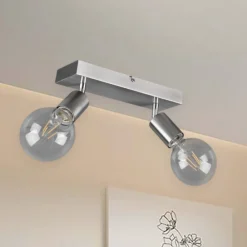 Plafoniere Moderne-Selezionato da Mazzolaluce Plafoniera moderna 2 faretti orientabili colore argento