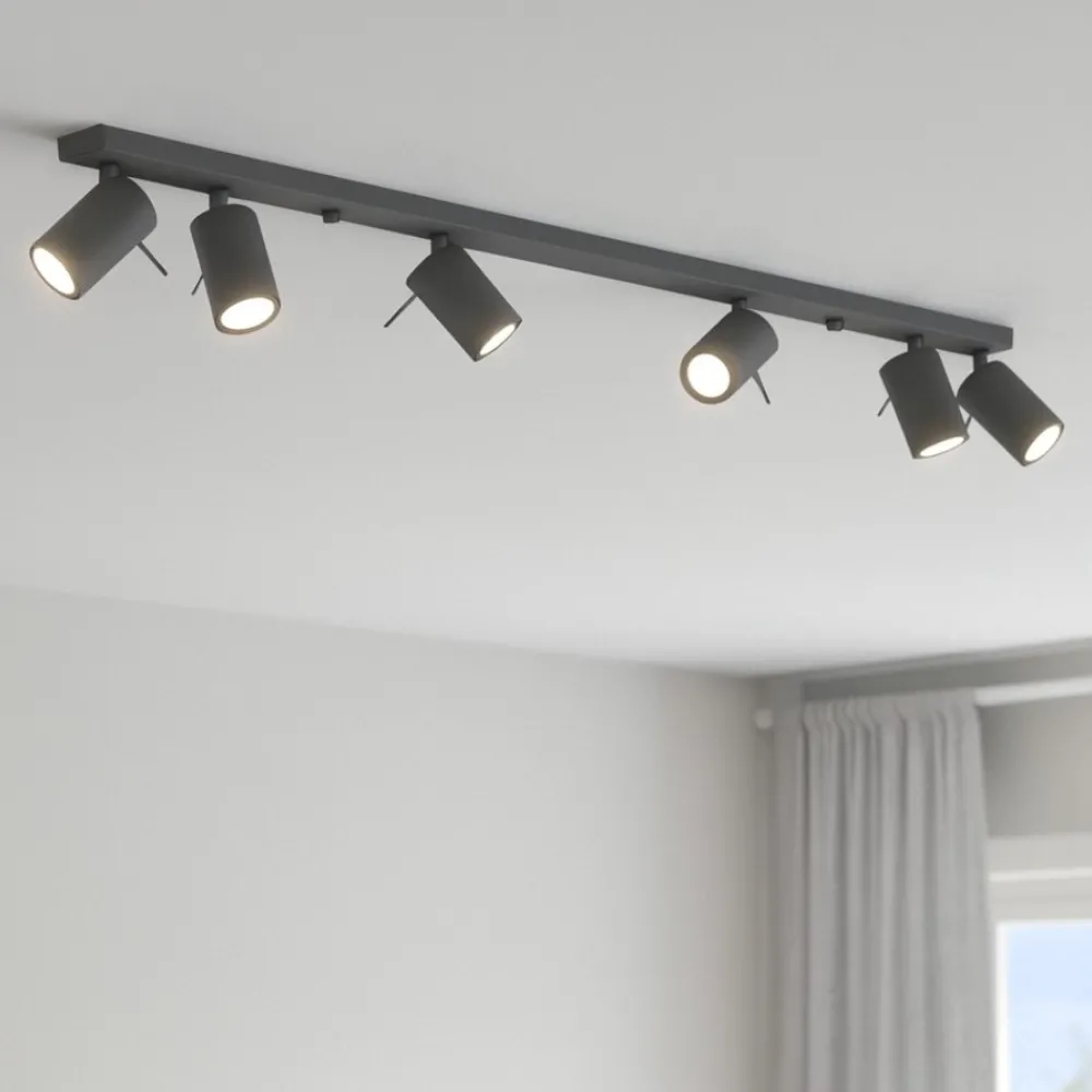 Plafoniere Moderne-Selezionato da Mazzolaluce Plafoniera moderna grigia con faretti orientabili