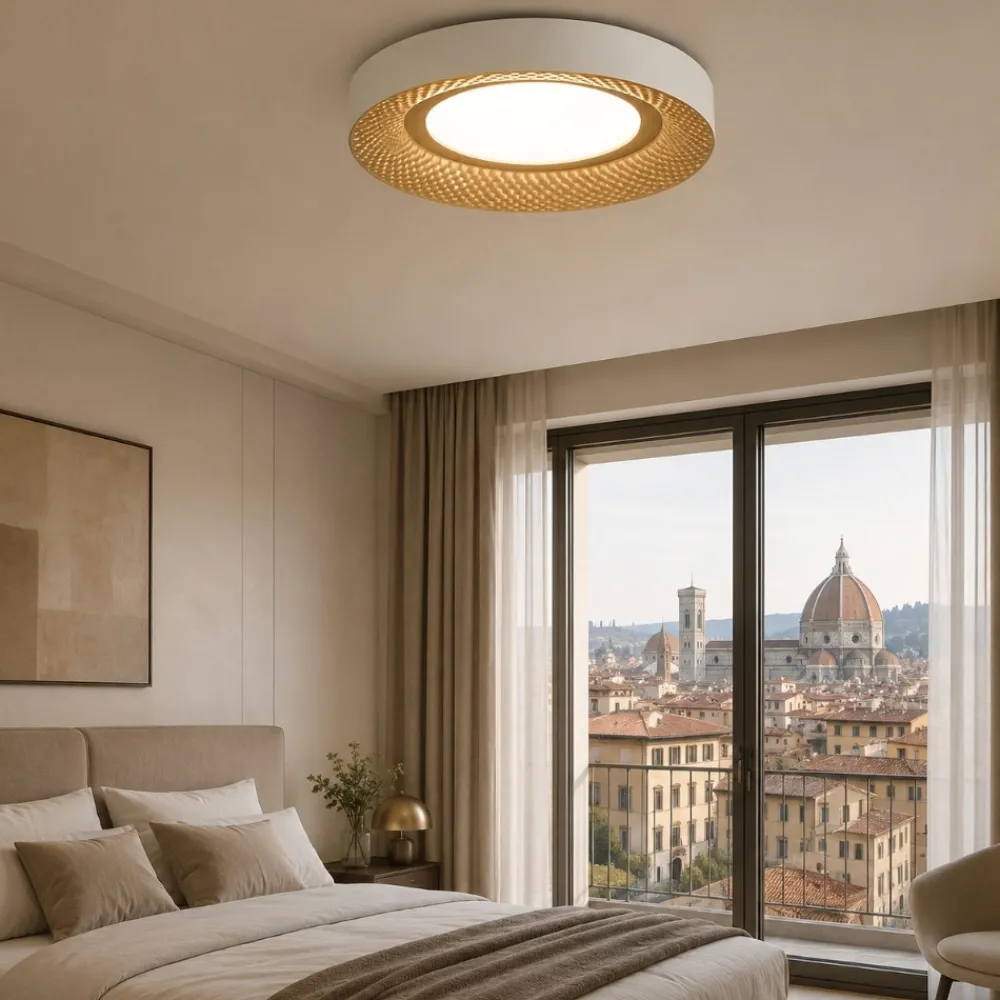 Plafoniere Moderne-Perenz Illuminazione Plafoniera moderna hive led 40w 3000k 4000k bianco oro perenz