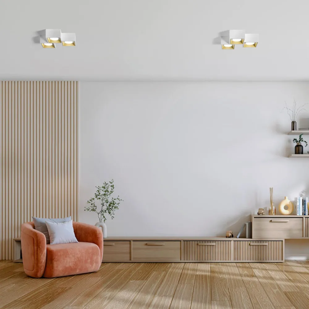 Plafoniere Moderne-Sforzin Illuminazione Plafoniera moderna in gesso bianco dettagli oro sforzin nasso